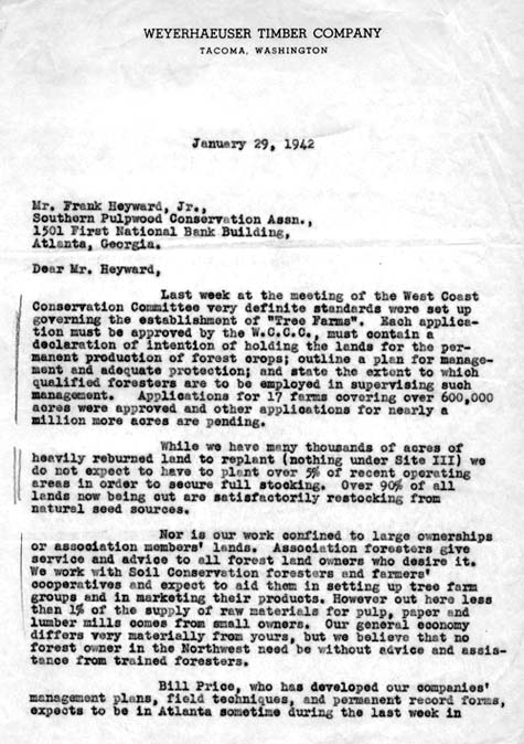 1942 tree farm letter