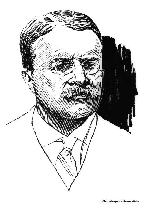 Sketch of Theodore Roosevelt, by Rudy Wendelin