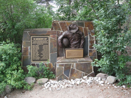 The Mann Gulch memorial, installed in 1999 and located at the mouth of Meriwether Canyon.